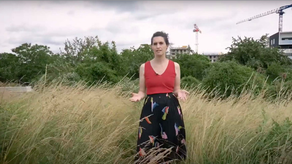 A woman in a red top and black skirt stands in a field of tall grass.

Contenu généré par l’IA